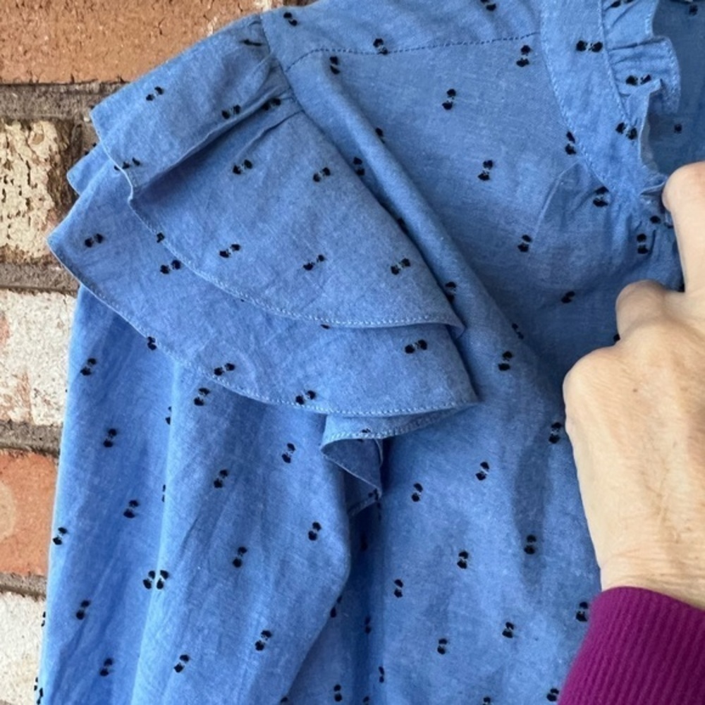 Joie Idonia Ruffle Sleeve Peasant Cotton Blouse - Picture 5 of 10